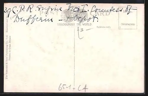 AK Winnipeg /Man, C. P. R. Engine No. I Countess of Dufferin and Depot, Bahnhof