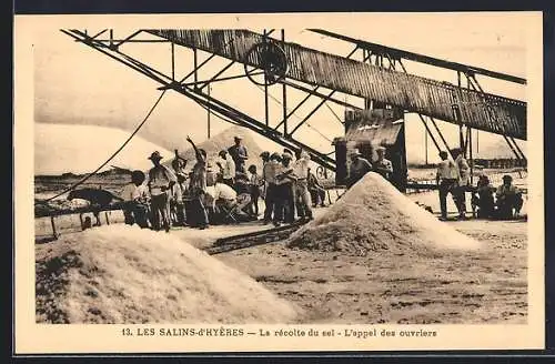 AK Hyères, Les Salins, La récolte du sel, L`appel des ouvriers, Salzbergwerk