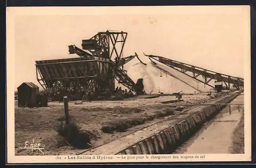 AK Hyères, Les Salins, La grue pour le chargement des wagons de sel, Salzbergwerk