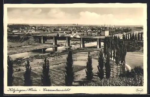 AK Kitzingen /Main, Ortsansicht mit Fluss und Brücke