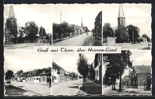 AK Thorr /Horrem-Land, Kirche und Strassenpartien im Ort