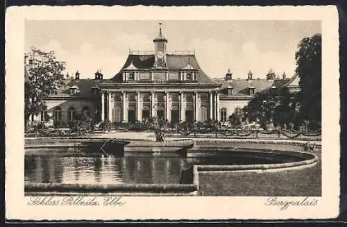 AK Dresden-Pillnitz, Bergpalais mit Teich