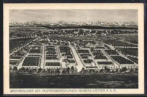Künstler-AK Heuberg-Stetten, Barackenlager des Truppenübungsplatzes