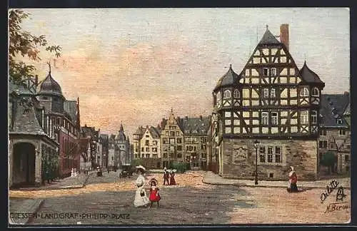 Künstler-AK Giessen, Landgraf-Philipp-Platz