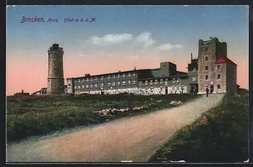 AK Brocken /Harz, Brockenhotel mit Aussichtsturm
