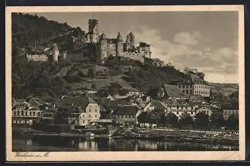 AK Wertheim a. M., Teilansicht mit Burg