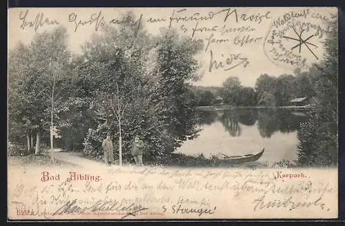 AK Bad Aibling, Kurpark mit Spaziergängern