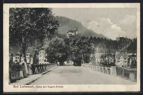 AK Bad Liebenzell, Partie mit Nagold-Brücke