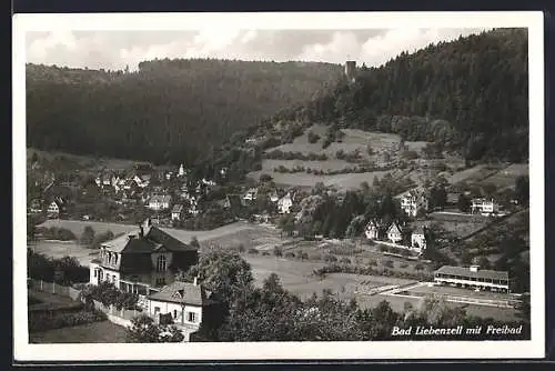 AK Bad Liebenzell, Gesamtansicht mit Freibad