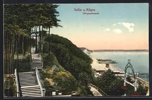 AK Sellin a. Rügen, Uferpromenade mit Treppenaufgang