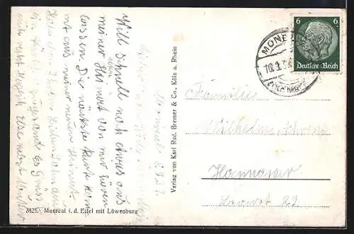 AK Monreal i. d. Eifel, Ortsansicht mit Kirche und Löwenburg