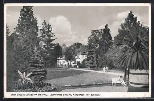 AK Bad Sooden-Allendorf, Kurviertel Sooden, Kurgarten mit Salzamt
