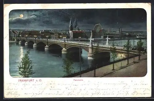 AK Frankfurt a. O., Panorama bei Nacht
