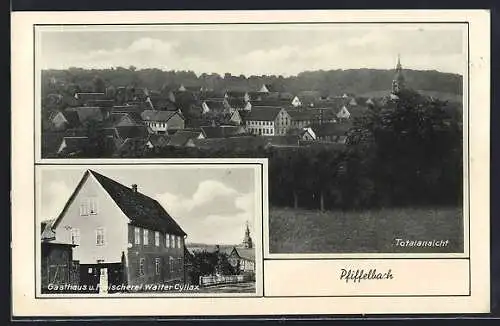 AK Pfiffelbach, Gasthaus und Fleischerei Walter Cyliax, Totalansicht