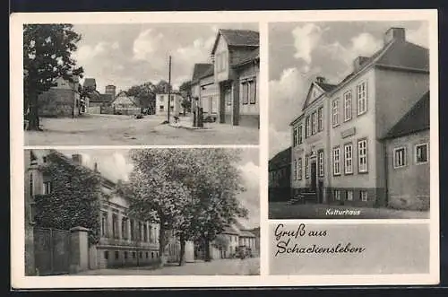 AK Schackensleben, Kulturhaus, Ortsansichten
