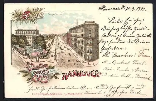 Lithographie Hannover, Partie in der Georgstrasse