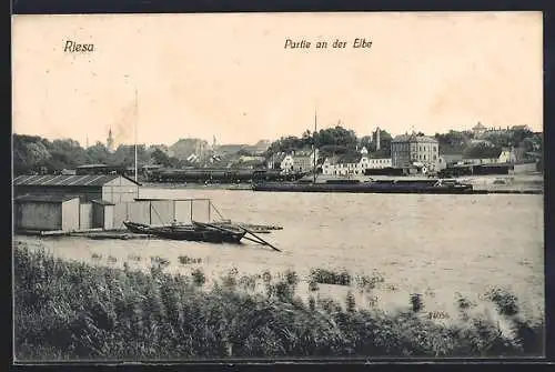 AK Riesa, Partie an der Elbe