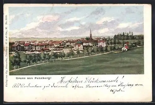 AK Penzberg, Teilansicht mit Kirche