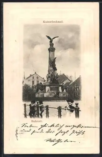 Präge-AK Ruhrort, Kaiserdenkmal