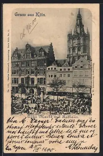 AK Köln, Alter Markt mit Rathaus