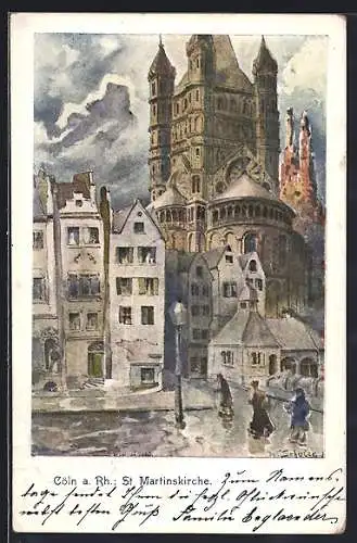 Künstler-AK Cöln, St. Martinskirche