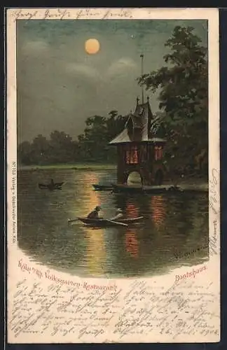 AK Köln-Neustadt, Abendstimmung im Volksgarten