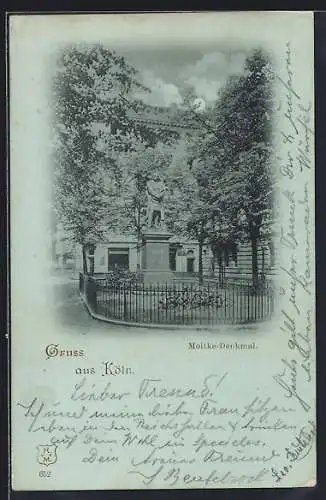 Mondschein-AK Köln, Moltke-Denkmal