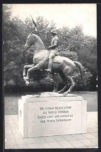 AK Karlsruhe, Denkmal des I. Bad. Leibdragoner, Rgts. Nr. 20