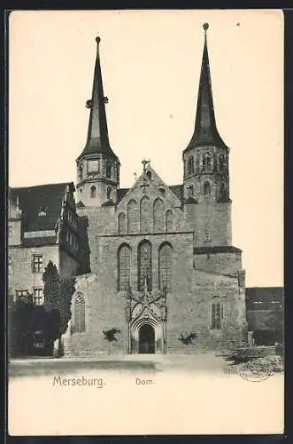 AK Merseburg, Dom mit Strassenpartie