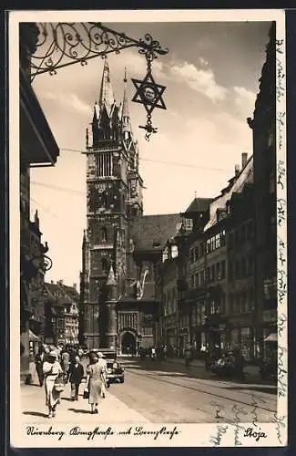 AK Nürnberg, Königstrasse mit Lorenzkirche
