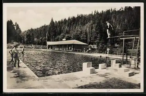 AK Freudenstadt, Schwimmbad mit Sprungturm