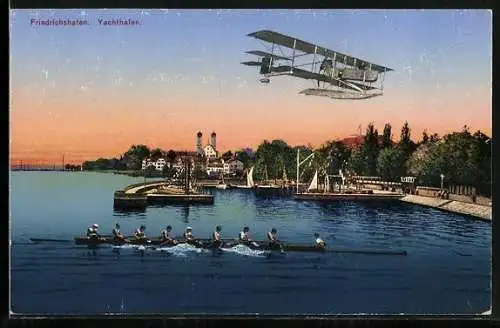 AK Friedrichshafen, Flugzeug fliegt über dem Yachthafen
