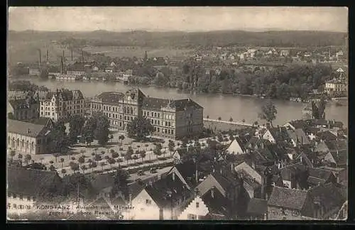 AK Konstanz, Aussicht vom Münster gegen die obere Realschule