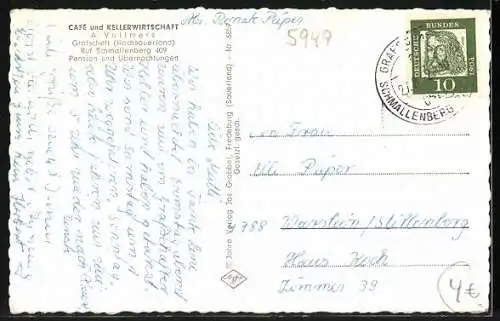 AK Grafschaft / Sauerland, Café Vollmers, Ortsansicht aus der Vogelschau