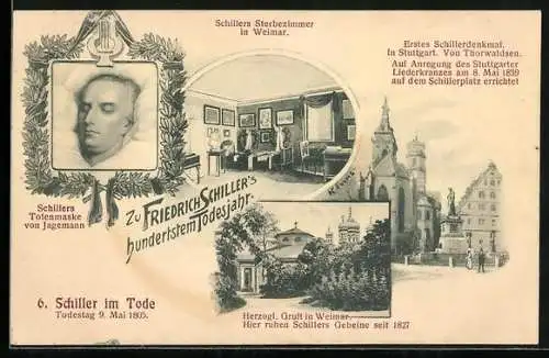 AK Weimar, Herzogl. Gruft, Schillers Sterbezimmer