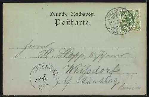 Mondschein-AK Freiburg i. B., Teilansicht mit Münster