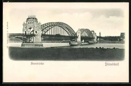 AK Düsseldorf, Rheinpartie mit Brücke