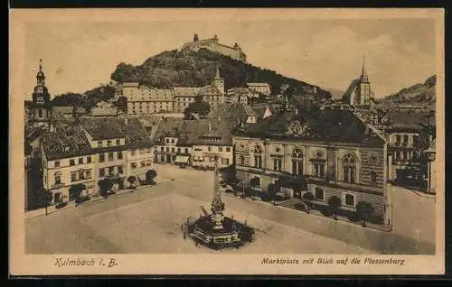 AK Kulmbach, Marktplatz mit Blick auf die Plassenburg