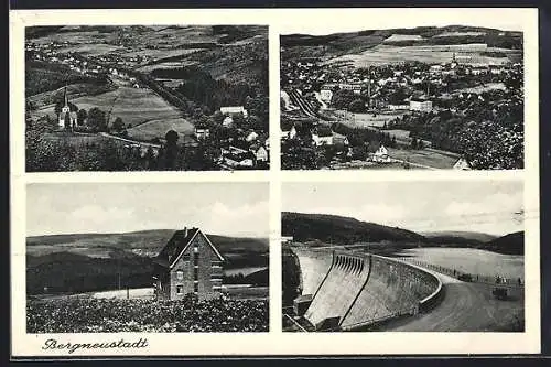 AK Bergneustadt, Teilansicht, Staudamm, Ortspartie