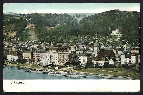 AK Schandau, Teilansicht mit Kirche