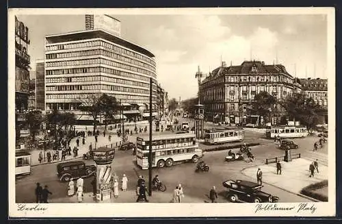 AK Berlin-Tiergarten, Columbushaus am Potsdamer Platz, Strassenbahn