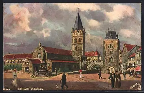 Künstler-AK Raphael Tuck & Sons Nr. 7082: Eisenach, Karlsplatz