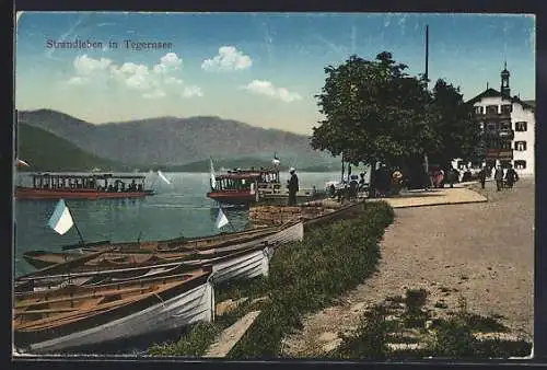 AK Tegernsee, Anlegestelle mit Strand