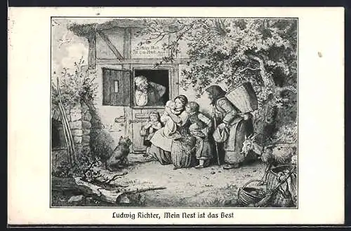 Künstler-AK Ludwig Richter: Mein Nest ist das Best