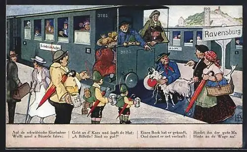 Künstler-AK Hans Boettcher: Schwäbische Eisenbahn, 4. Serie