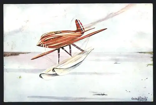 Künstler-AK Wasserflugzeug Gloster-Napier VI