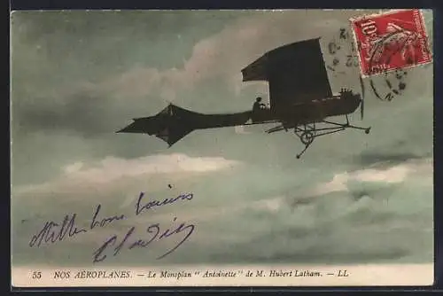 AK Le Monoplan Antoinette de M. Hubert Latham, Flugzeug