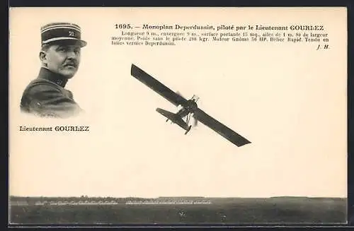 AK Monoplan Deperdussin piloté par Lieutenant Gourlez, Flugzeug