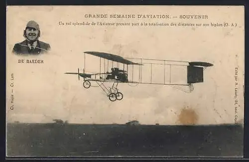 AK Pilot De Baeder, Flugzeug im Flug