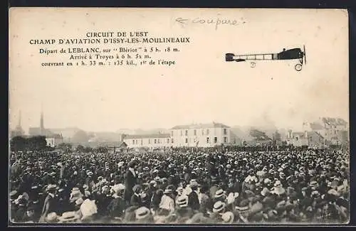 AK Départ de Leblanc sur Blériot, Flugzeug